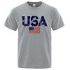 Summer Unisex Retro American Flag Street Print Cotton T-shirt Hip-hop Street T-shirt Casual Top Large Size Breathable T-shirt
