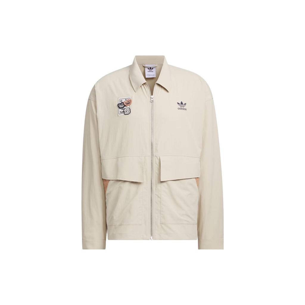 Adidas Originals X Changchangxiong Collaboration Nagaba Sportswear Ss23 Flap Pocket Logo Zip воротник куртка мужская куртка бежевый IS0643