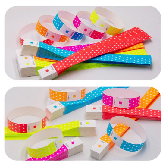 100 шт. Звездные одноразовые браслеты Синтетическая бумага Флуоресцентный браслет Водонепроницаемые Потостойкие браслеты для Парка аттракционов Концертов Мероприятий