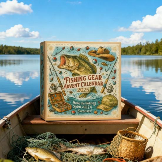 Fishing Gear Advent Calendar 2025 24 Day Countdown Box with Acrylic Ornaments Multifunctional Christmas Tree Decor for Anglers