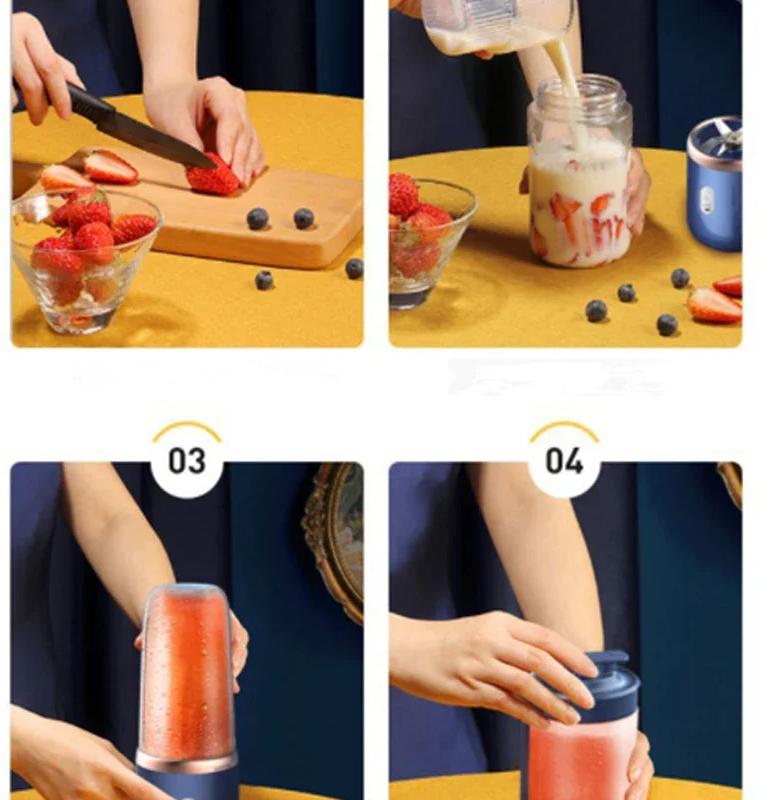 Portable Mixer with 6 Blades Juicer Cup Set  Rechargeable Car Outdoor Small Home Blender Fully Automatic Smoothie Blender Orange Fruit Juicer Travel