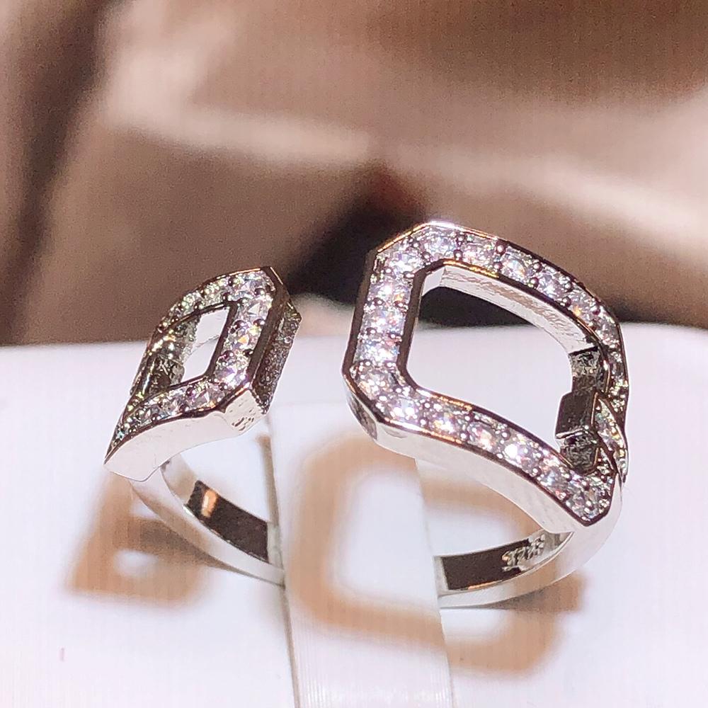 Изысканное кольцо для женщин, стильное квадратное геометрическое регулируемое кольцо с цирконом, новые ювелирные изделия, обручальное кольцо невесты, высококачественное кольцо с квадратным цирконом