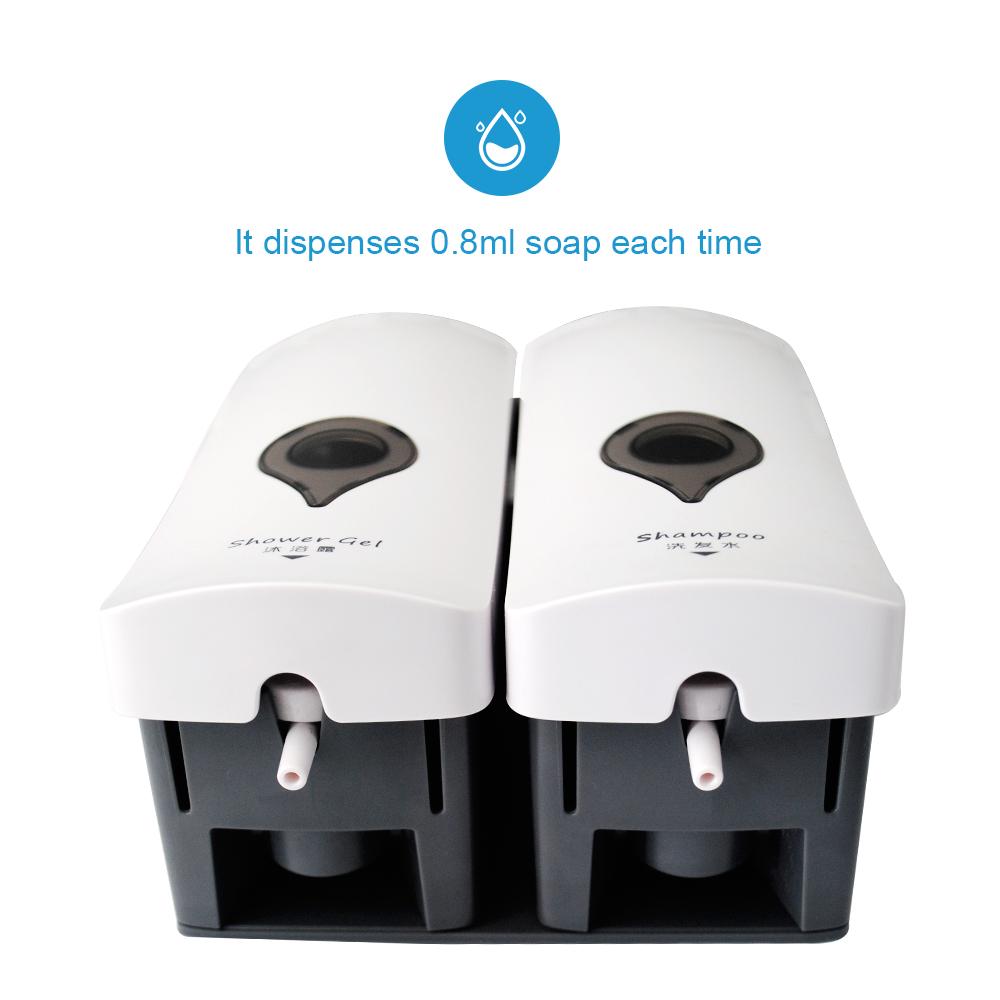 CHUANGDIAN 300ml*2 Wall Mounted Double-Head Manual Soap Dispenser Shower Gel Liquid Shampoo Dispenser Holder