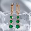 Kienl Новая Мода Розовое Золото Длинная Серьга Для Женщин Зеленый Натуральный Циркон Серьги-Подвески Высокое Качество Повседневные Изысканные Ювелирные Изделия