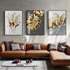 Nordic Golden Abstract Leaf Flower Poster Canvas Painting Print Cuadros Art Wall Decoration Mural Modern Home Living Room Decor
