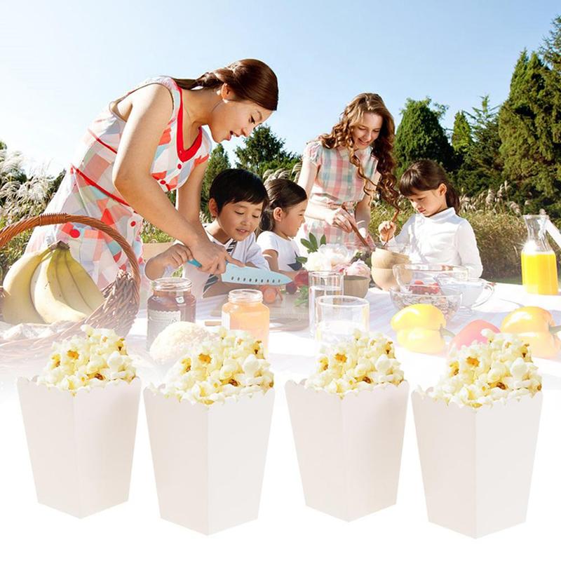 10Pcs/Set Disposable Pure Mini Paper Popcorn Box Snack Candy Box Gift For Wedding Birthday Party Treat Supplies