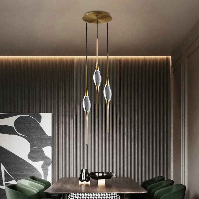 Nordic Post-modern Pendant Lights Creative Brass Diamond Crystal Bedroom Bedside Restaurant Bar Designer Lighting Fixtures