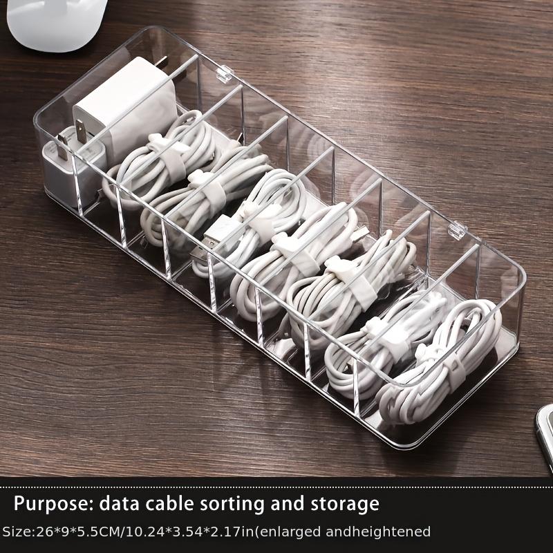 1pc Clear Plastic Cable Organizer Box, Dust-Free Desktop Storage for Cables and Accessories, Durable Material, Easy to Use