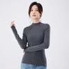Women's 100% Pure Wool Semi-High Neck Slim-Fit Long Sleeve Sweater