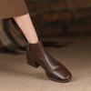 Chelsea Boots Women's Coarse Heel Autumn/Winter Brown French Bare Boots Women's Martin Boots