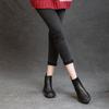 Women's Chunky Heel Retro Leather Chelsea Ankle Boots - Warm, Soft Sole, Handmade Martin Style