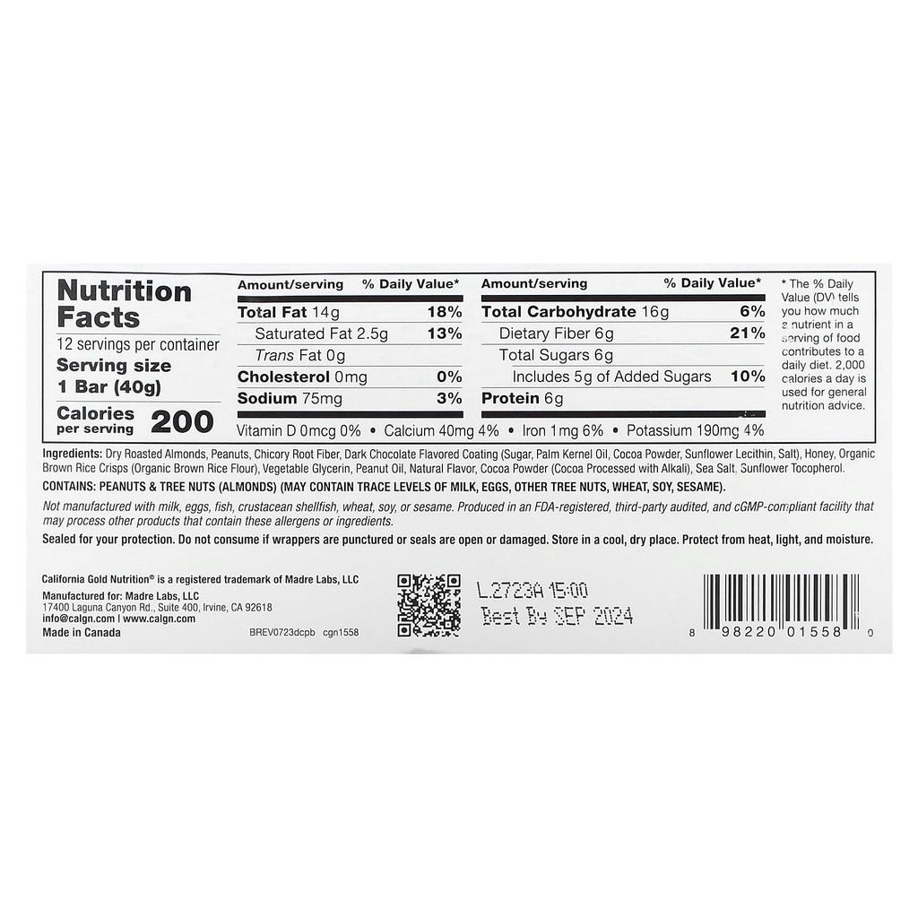 Foods, Double Chocolate Peanut Butter Bars, 12 Count, 40G (1.4Oz) Each