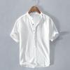 Spring and Summer Men's Cotton and Linen Wrinkled Linen Short-sleeved Shirt