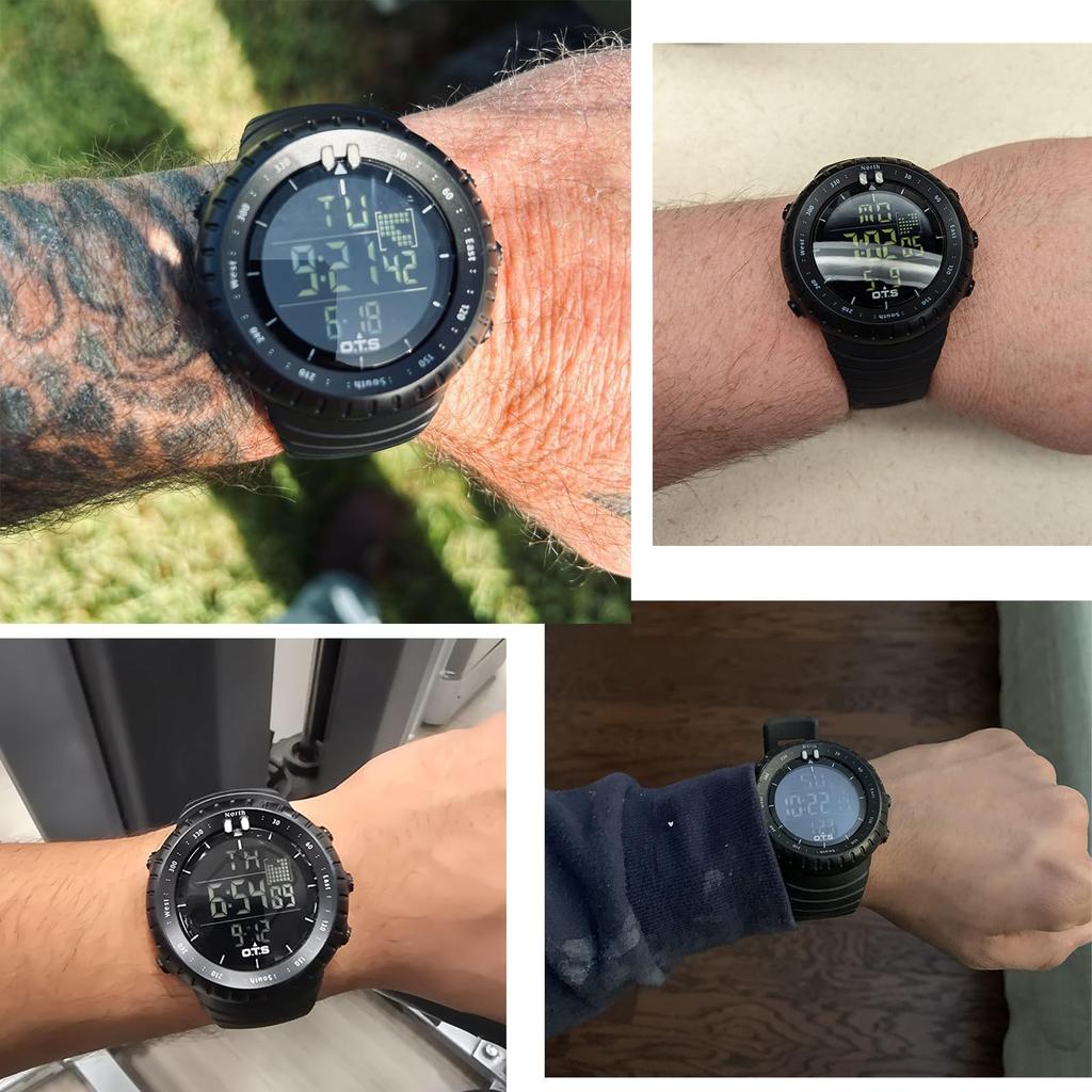 PALADA Watch Sports Digital Electronic Quartz Movement Waterproof Military Business Casual LED Backlight Black Men's –