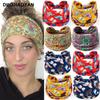 Knotted Headband Colorblock Pattern Print Sports Headband Wide Band Elastic Headband