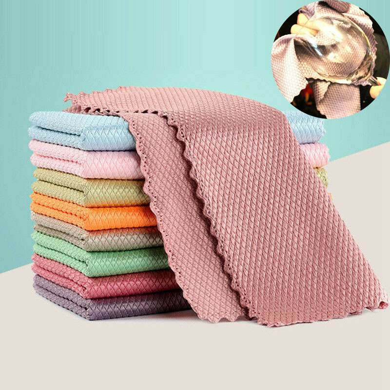 5pcs Fish Scales Design Rags Wiping Cleaning Cleaning Cloth Dust Towel Water Absorption Cloth 5pcs