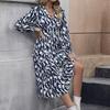 2025 New Autumn Women's V-neck Irregular Print Dress