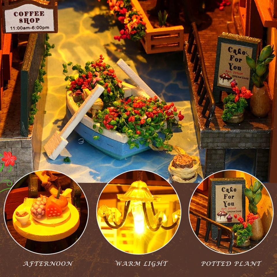 Набор для создания диорамы для книжной полки своими руками, 3D деревянный пазл, декор для книжной полки, миниатюрный домик со светодиодной подсветкой