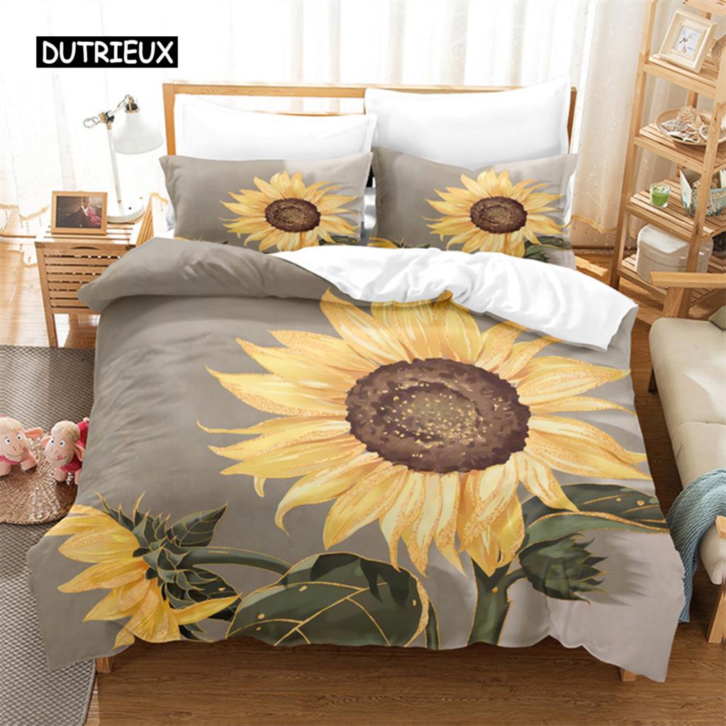 Sunflower Queen Bedding Set Duvet Cover Set Bedding Digital Printing Bed Linen King Size Duvet Cover Set Bedding Set
