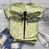 Summer Women's Painted Dragonfly Print 3D Short Sleeved T-shirt