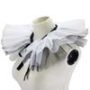 Women Victorian Ruffle Mesh Fake Collar Shawl Vintage Renaissance Black White Tulle Clown Cosplay Neck Ruff Choker Shawl