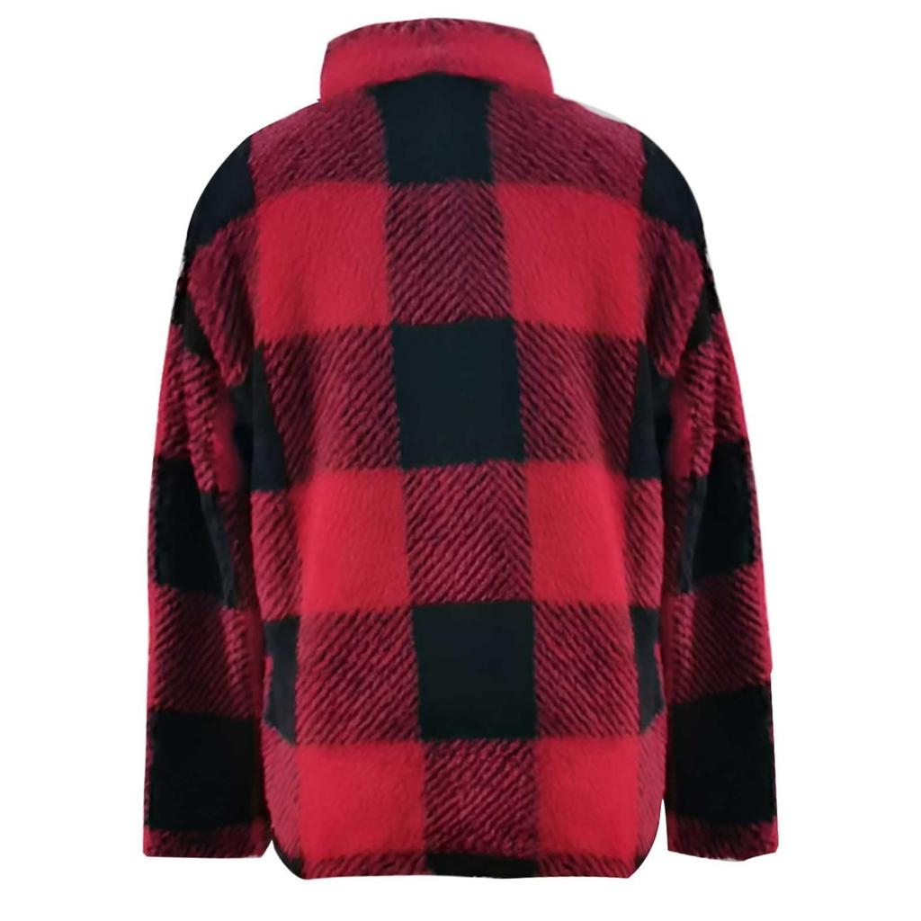 Women's Fashion Casual Long Sleeve Plaid Button With Pocket Jacket