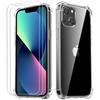 Case - TPU - for iPhone 13 Mini - Shockproof - Transparent - 2 Tempered Glasses