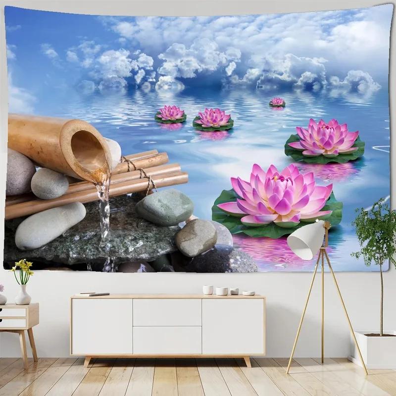 Beautiful White Cloud Rainbow Flower Hanging Cloth Home Wall Decoration Tapestry Office Living Room Tapestry
