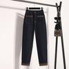 2025 Women Plus Size Spring Jeans Long Pants Elastic Basic Pants Slim Denim Female Blue Trousers Pants 5XL