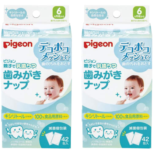 [.co.jp Exclusive] [Bulk Purchase of 84 Packets] Parent-Child Baby Teeth Care Toothbrushing Nap Pads, 42 Packets X 2
