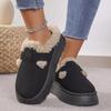 New Fashionable Autumn and Winter Thick-soled Plush Buckle Thermal Cotton Slippers Casual Large-size Women's Shoes Wholesale