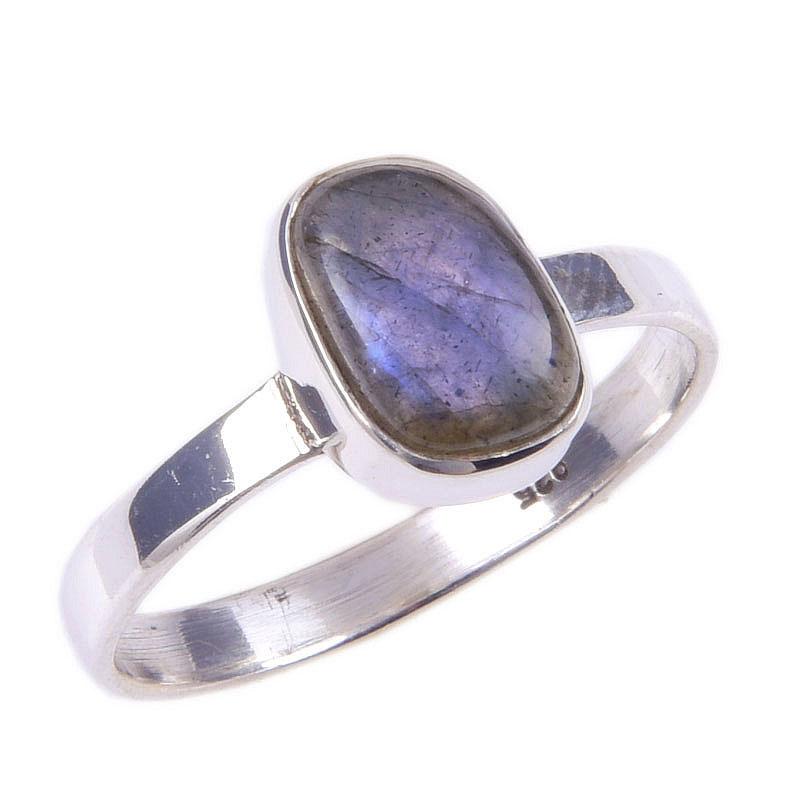 Natural Labradorite Gemstone Handmade 925 Solid Sterling Silver Ring Size 9 I6t93