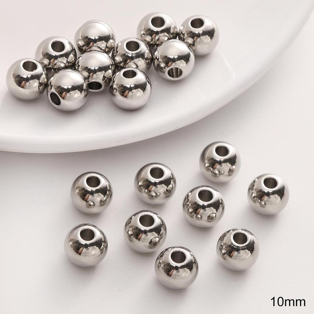 10-50pcs/bag Stainless Steel Beads DIY Bracelet Necklace Earrings Jewelry Accessories
