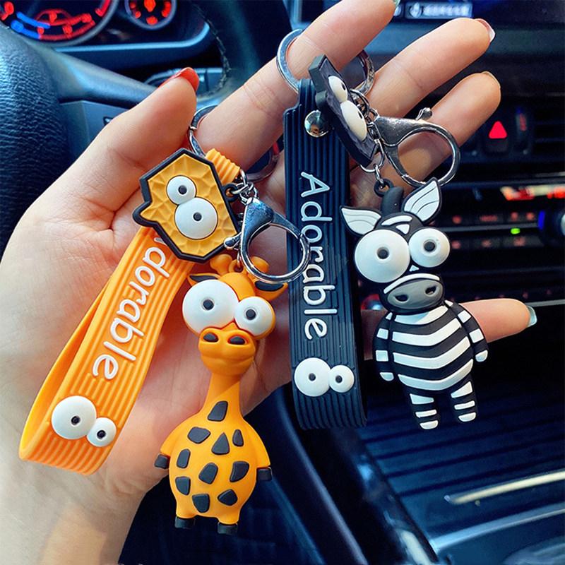 Cartoon Keychain Women Men Zebra Giraffe Keychain Funny Toy Car Accessories Gifts Novelty