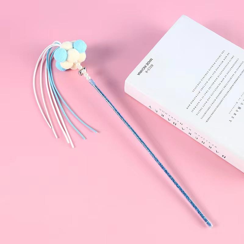 Cute Pet Cat Toys Fairy Funny Cat Stick Feather Ribbon Bite-resistant Funny Cat Stick with Bell Toy Cat Toy Cat Dancer Wand