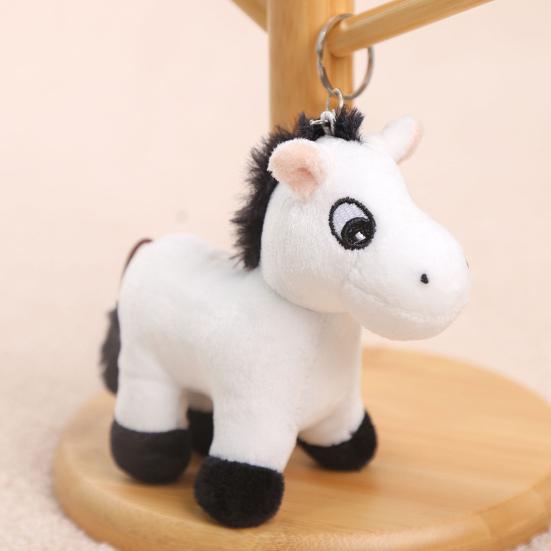Cute Cartoon Plush Horse Doll Keychain Miniature Stuffed Animal Keyring Bag