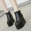 558-8 Super High Heels Wedge Heel Short Boots 14CM Waterproof Platform Muffin Thick-soled Velvet Martin Boots Inner Height-increasing Women's Shoes