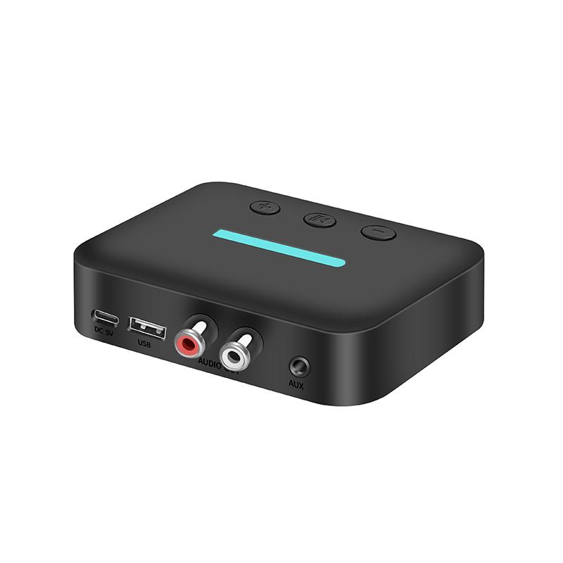 USB Bluetooth 5.3 Audio Receiver Adapter Wireless Stereo Music 3.5mm AUX R/L RCA Support U-Disk Playback For Desktop Speaker Amp