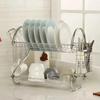 Large Dish Drying Rack Cup Drainer 2-Tier Strainer Holder Tray Stainless Steel Kitchen Accessories CLH@8