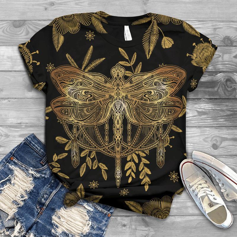 Dragonfly Trendy Men's Short Sleeved 3D T-shirt Style Casual 3D Men's T-shirt