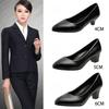 4/5/6cm Thick-heeled Pointed-toe Professional Women's Shoes, Work Shoes, Women's Single Shoes, Black Low-heeled Leather Shoes, Women