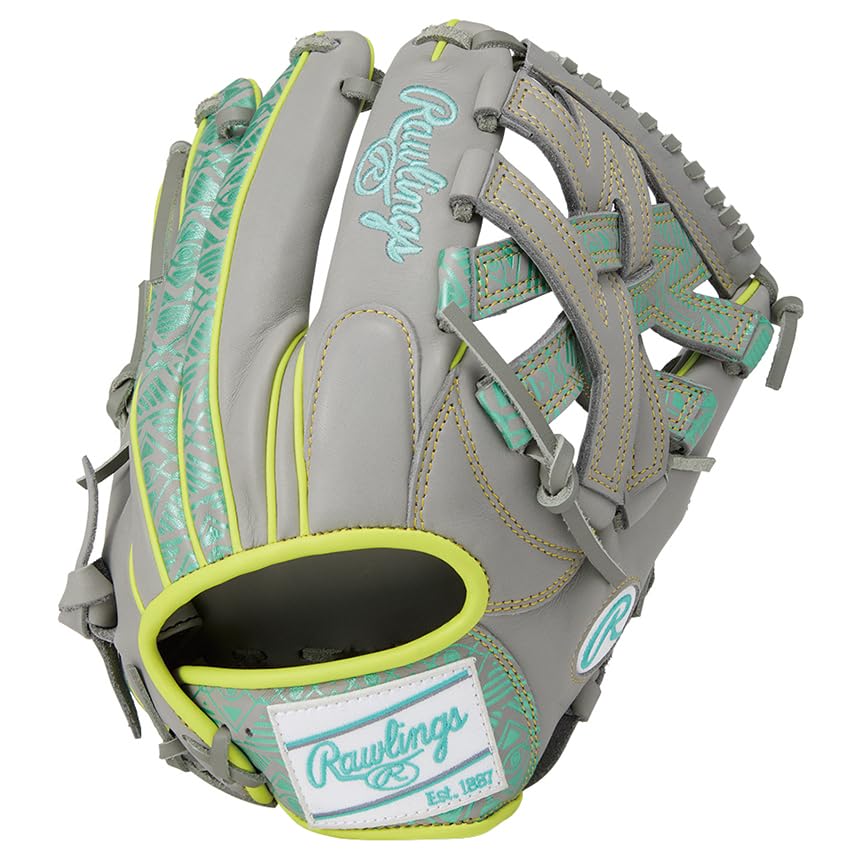 Rawlings CLOUD METAL GR5FHCN65 Baseball Throw HOH® Glove, Soft, All-Around, Gray/Mint, 11.75 Inches, Left-Handed