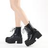 Large Size Women's Boots Thick Heel Platform Short Boots Women's Front Lace-Up Muffin Sole Martin Boots
