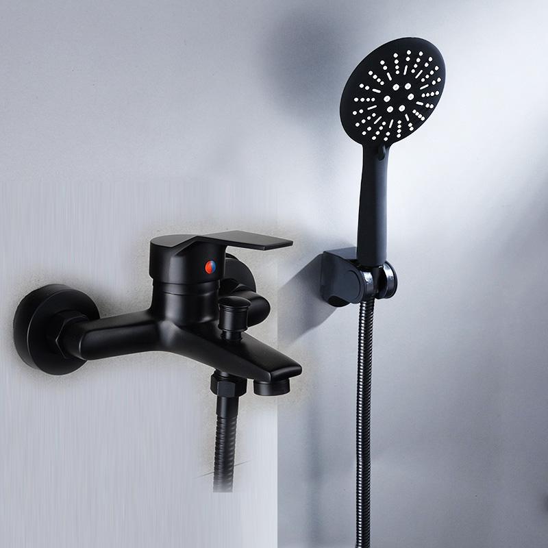 . Black Finish New Wall Mounted Shower Faucet Bathroom Bathtub Handheld Shower Tap Mixer Faucet YT-5339-H