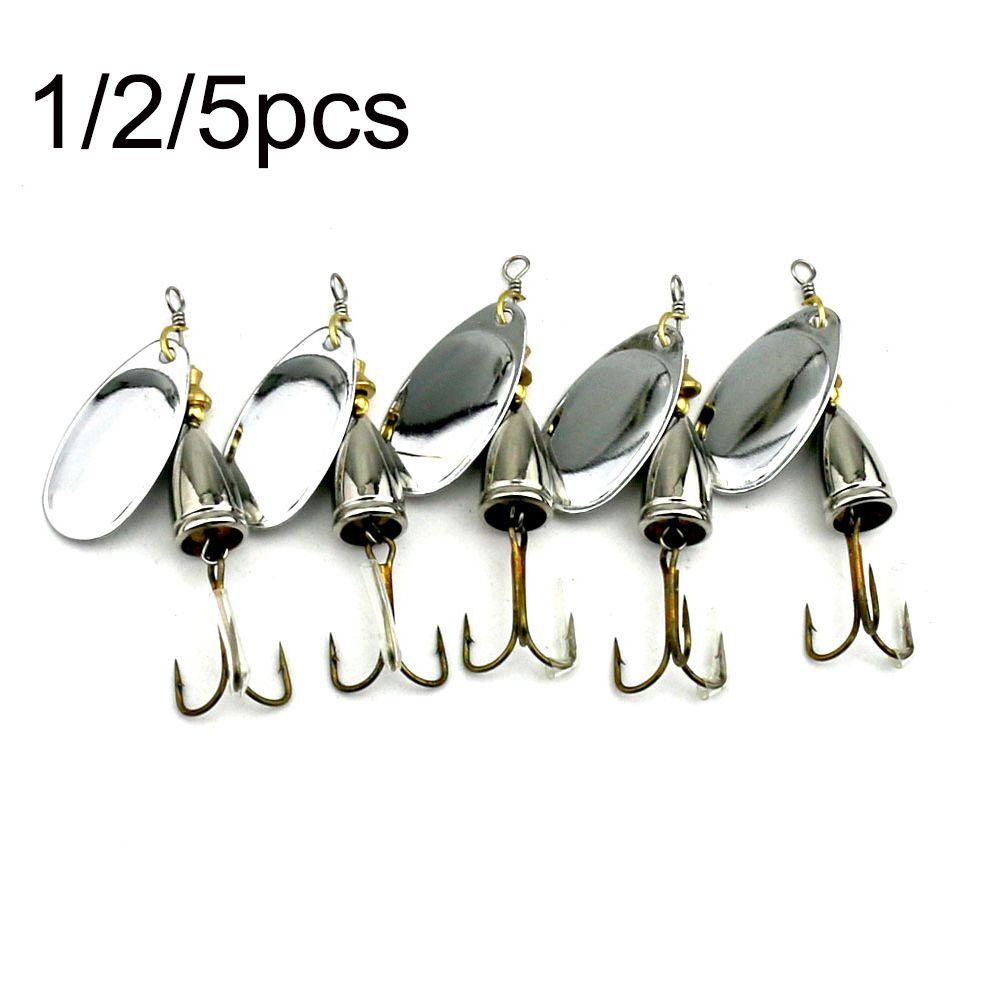 1/2/5pc Hot Sequins Durable Crank Bait Spoon Spinner Treble Hook Fishing Lure