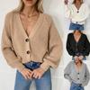 Fashionable New Casual Solid Color Button Knit Cardigan, Comfortable Autumn and Winter Classic Simple Ladies Sweater Jacket