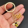 Cute Little Bee Keychain Hexagonal Colorful Honeycomb Pendant Key Ring