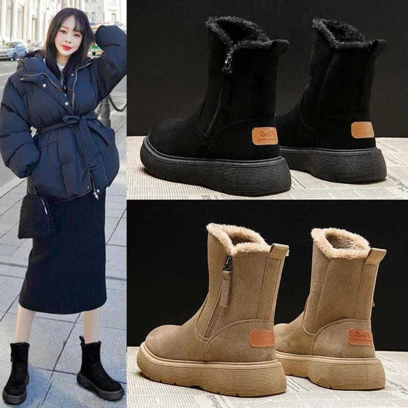 Snow Boots Women's New Winter All-Matching Waterproof Non-Slip Velvet Thickening Western Style Warm Cotton Shoes Women's Shoes