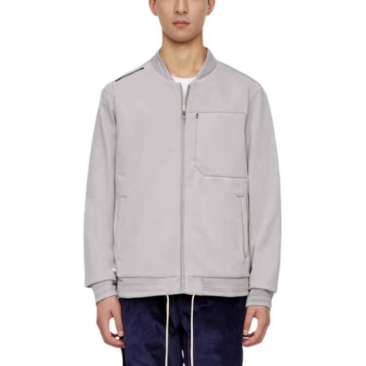Anta Solid Color Thickened Zipper Woven Jacket Men Jackets Iron-Gray 152347631-1