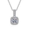 New Real 2 Carat D Color Moissanite Square Pendant Necklace For Women Pt950 Plated 925 Sterling Silver Neck Chain Jewelry GRA